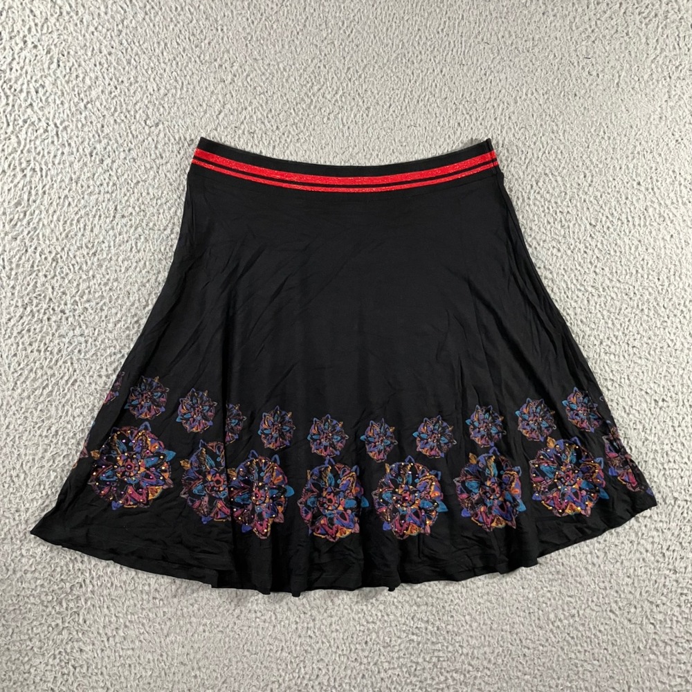 Vtg Embroidered Skirt Women S Boho Medallion Sequin Glitter 90s Gypsy Hippie y2k